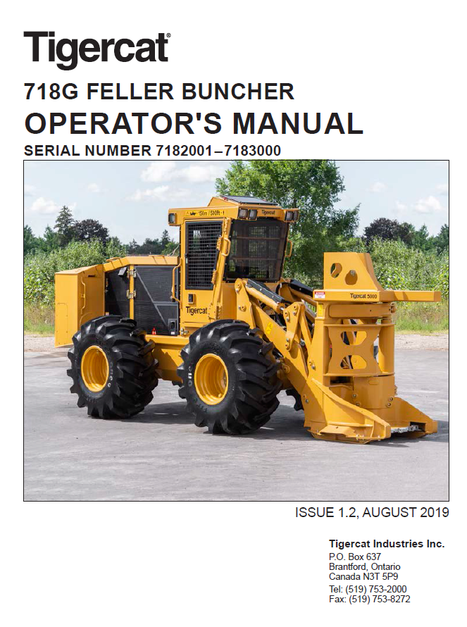 TIGERCAT 718G FELLER BUNCHER OPERATOR MANUAL (7182001 - 7183000) - PDF FILE DOWNLOAD