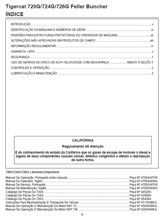 TIGERCAT 720G FELLER BUNCHER OPERATOR MANUAL (7205601-7208500, 7206601-7207500)