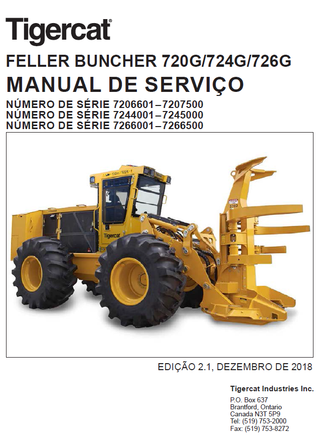 TIGERCAT 720G FELLER BUNCHER SERVICE MANUAL (7205601-7208500, 7206601-7207500)