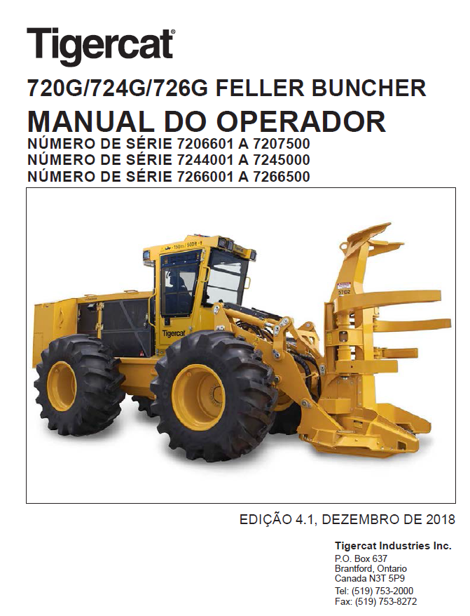 TIGERCAT 724G FELLER BUNCHER OPERATOR MANUAL (7243101-7246000, 7244001-7245000)