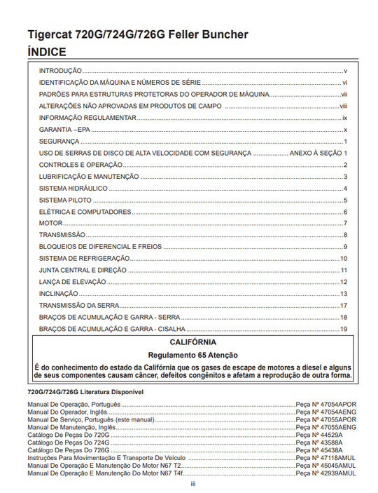 TIGERCAT 724G FELLER BUNCHER SERVICE REPAIR MANUAL - PORTUGUESE (7243101-7246000, 7244001-7245000)