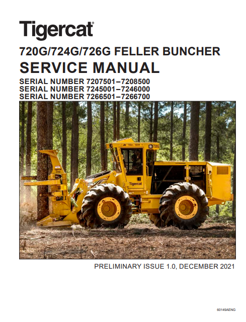 TIGERCAT 724G FELLER BUNCHER SERVICE REPAIR MANUAL (7243101-7246000, 7245001-7246000)