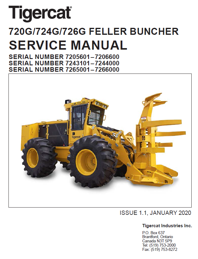 TIGERCAT 726G FELLER BUNCHER SERVICE MANUAL (7265001-7266700, 7265001-7266000)