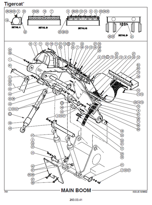 TIGERCAT 860 FELLER BUNCHER PARTS CATALOGUE MANUAL (8600501-8600999, 86011001-86011499)