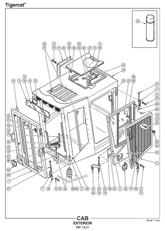 TIGERCAT 870C FELLER BUNCHER PARTS CATALOGUE MANUAL (87011501-87012100, 87012101-87013500)