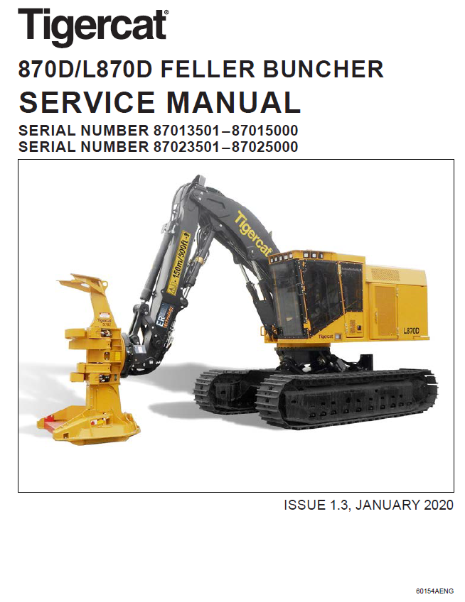 TIGERCAT 870D FELLER BUNCHER SERVICE MANUAL (87013501-87015000)