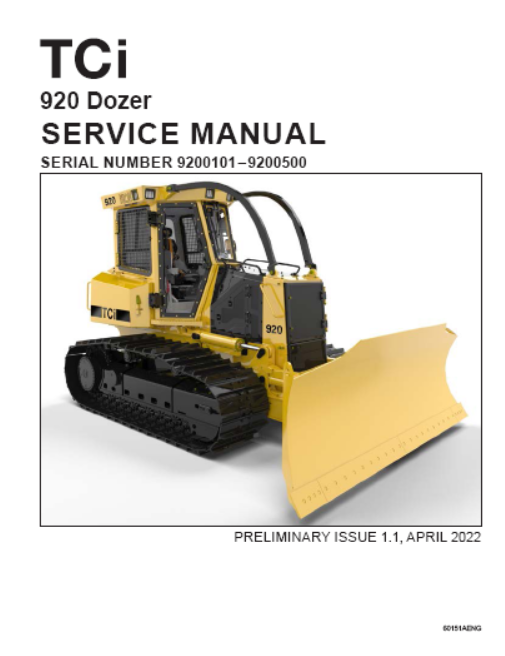 TIGERCAT 920 DOZER SERVICE MANUAL (9200101–9200500)
