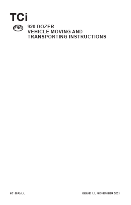 TIGERCAT 920 DOZER (9200101–9200500) MISCELLANEOUS MANUAL 60156AMUL