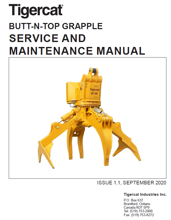 TIGERCAT BUTT-N-TOP GRAPPLE SERVICE MAINTENANCE MANUAL