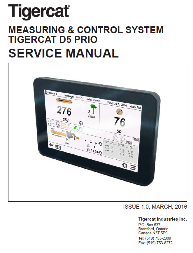 TIGERCAT DASA D5 HC570 HARVESTING HEAD SERVICE REPAIR MANUAL (5700101-5701000)