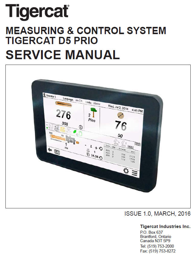 TIGERCAT DASA D5 TH570 HARVESTING HEAD SERVICE REPAIR MANUAL (5700101-5701000)