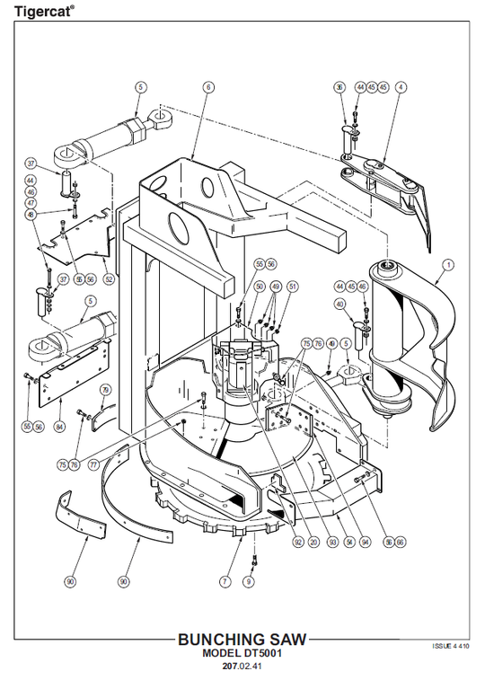 TIGERCAT DT5000 SAW HEAD PARTS CATALOGUE MANUAL (DT50018451001 - 1033, DT50028451050-1095, DT501145-DT501600, DT501601-DT502500)