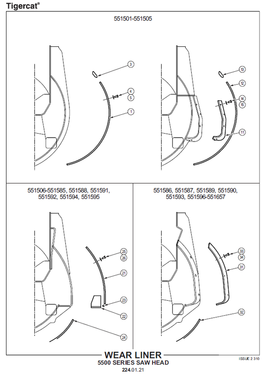 TIGERCAT DT5500 SAW HEAD PARTS CATALOGUE MANUAL (DT551502)
