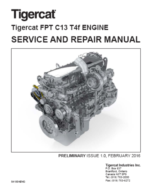 TIGERCAT FPT C13 T4F ENGINE SERVICE REPAIR MANUAL