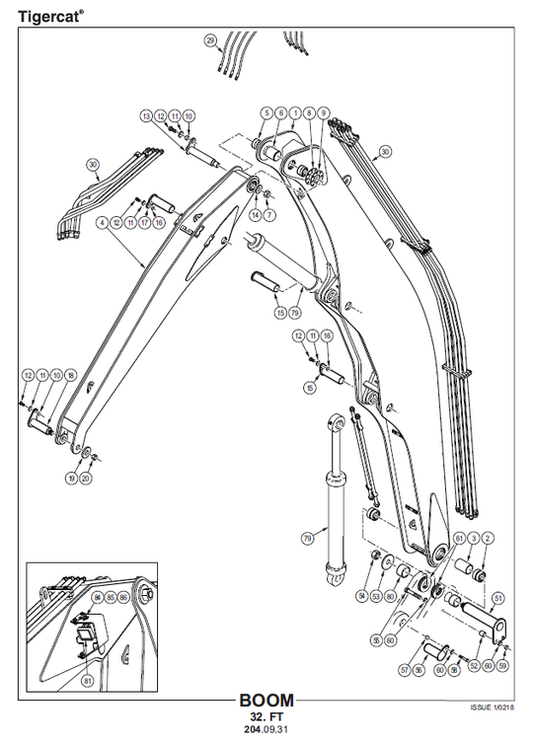 TIGERCAT H250D HARVESTER PARTS CATALOGUE MANUAL (250H2201 - 250H3000)