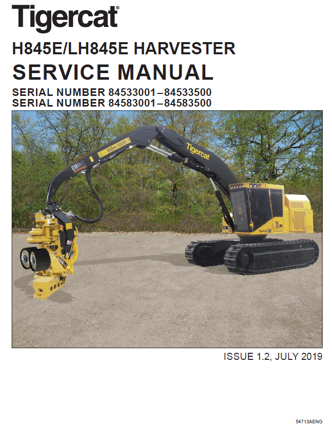 TIGERCAT H845E HARVESTER SERVICE REPAIR MANUAL (84533001-84533500) - PDF FILE DOWNLOAD