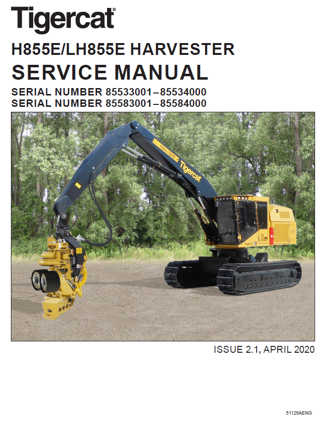 TIGERCAT H855E HARVESTER SERVICE REPAIR MANUAL (85533001-85534000)