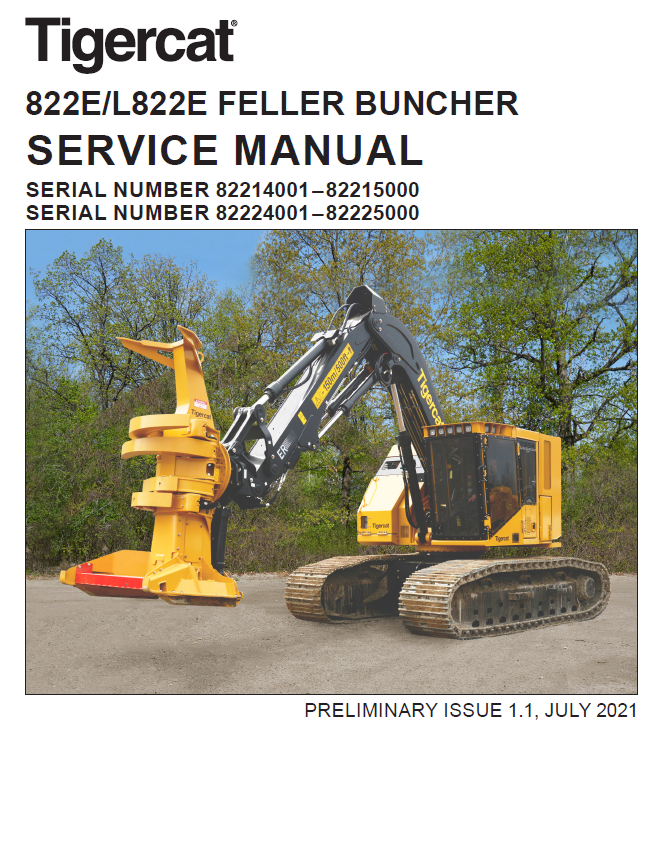 TIGERCAT L822E FELLER BUNCHER SERVICE MANUAL (82224001-82225000