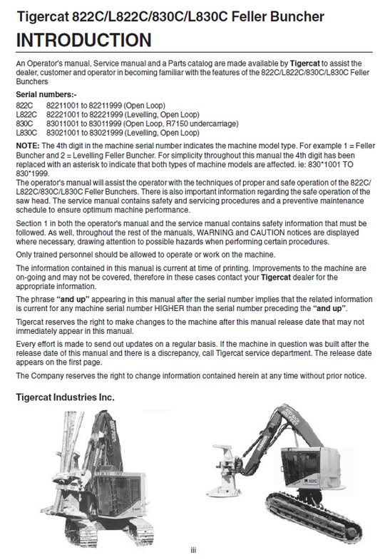 TIGERCAT L830C FELLER BUNCHER SERVICE MANUAL (83021001-83023000, 83021001-83021999)