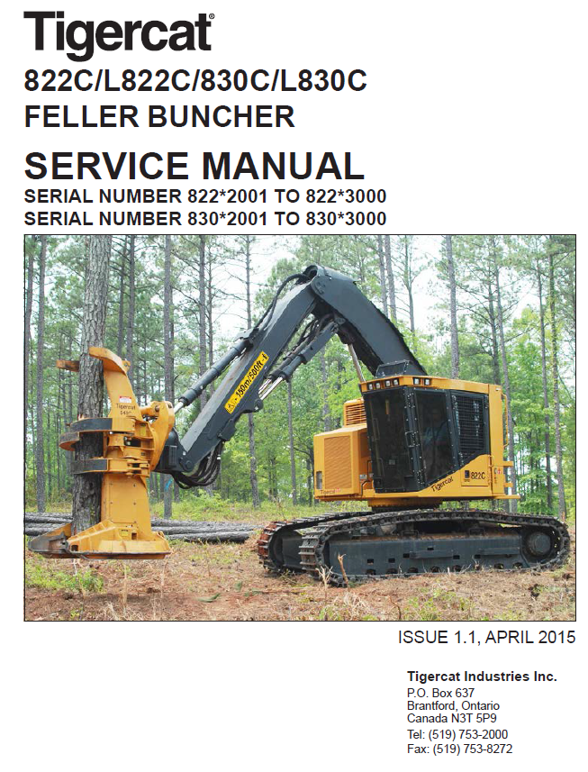TIGERCAT L830C FELLER BUNCHER SERVICE MANUAL (83021001-83023000, 83022001-83023000) - PDF FILE DOWNLOAD