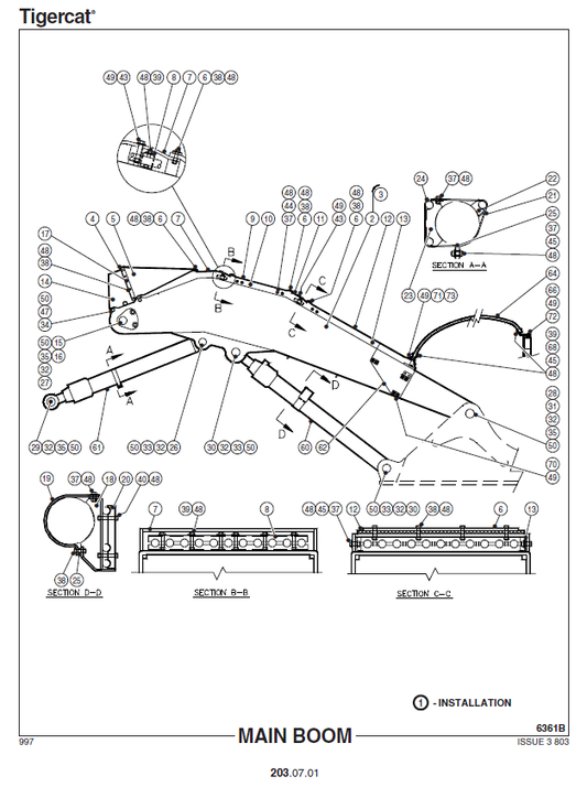 TIGERCAT L845B FELLER BUNCHER PARTS CATALOGUE MANUAL (845T0501 - 845T1499)