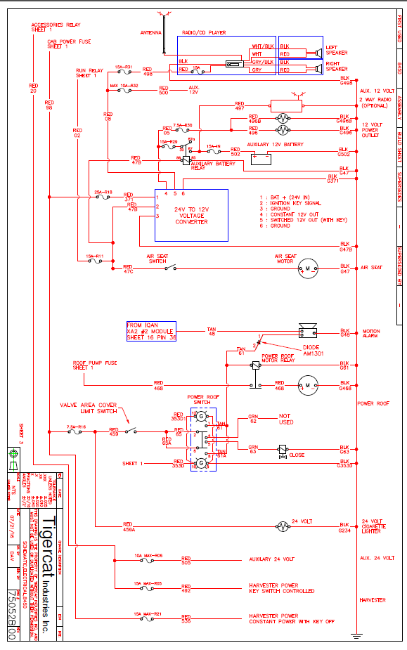 TIGERCAT L845D FELLER BUNCHER ELECTRICAL SCHEMATIC MANUAL (84522501-84523000, 845X2601-845X3000)