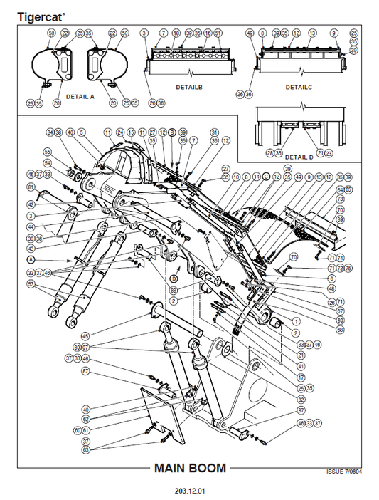 TIGERCAT L870B FELLER BUNCHER PARTS CATALOGUE MANUAL (870T0501 - 870T0999)
