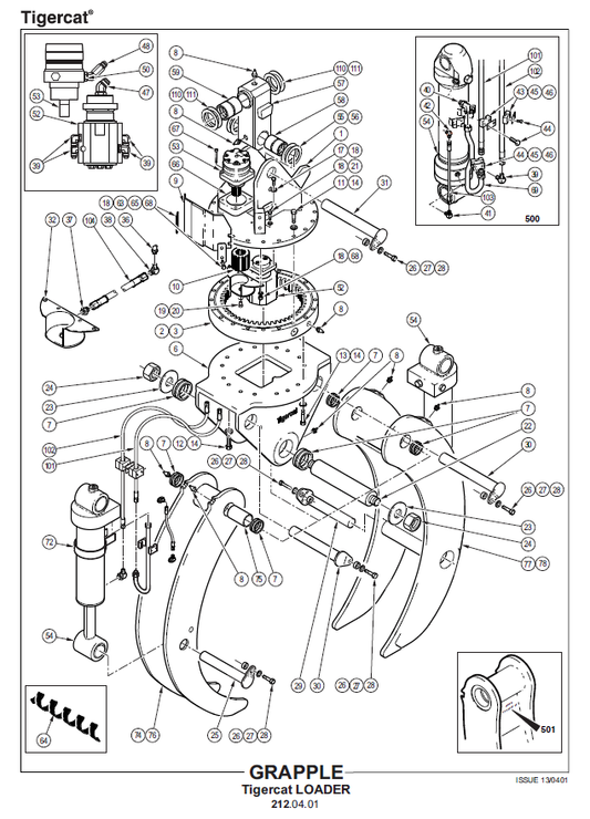 TIGERCAT LG4053 LOADER GRAPPLE PARTS CATALOGUE MANUAL (LG40530101 - LG40533000)