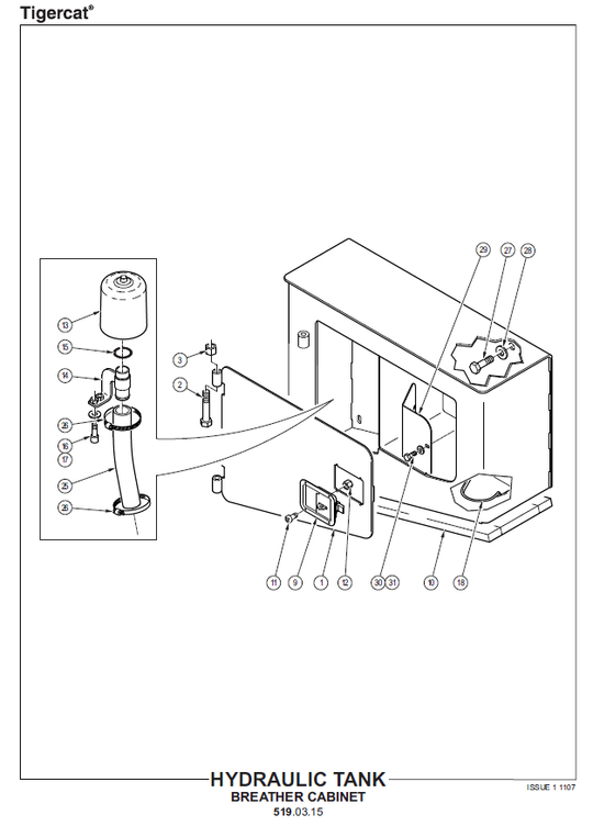 TIGERCAT LH855C HARVESTER PARTS CATALOGUE MANUAL (85580101 - 85582000)