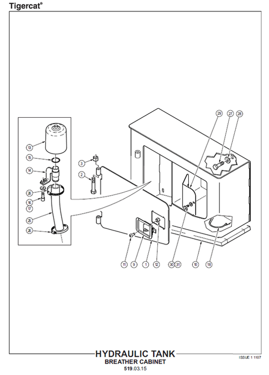 TIGERCAT LH855C HARVESTER PARTS CATALOGUE MANUAL (85580101 - 85582000)