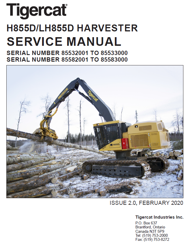 TIGERCAT LH855D HARVESTER SERVICE REPAIR MANUAL (85582001-85583000)