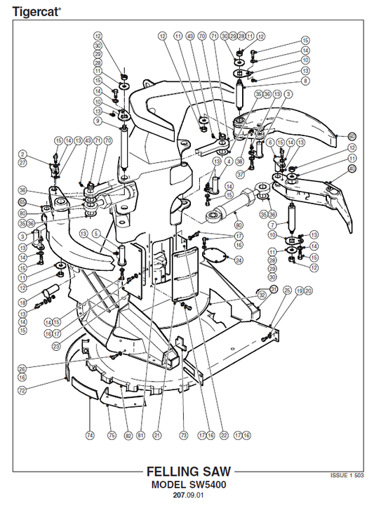 TIGERCAT SW5400 SAW HEAD PARTS CATALOGUE MANUAL (SW541001 - SW542000)