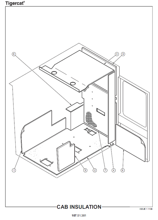 TIGERCAT T250B LOADER PARTS CATALOGUE MANUAL (250T0501 - 250T2000)