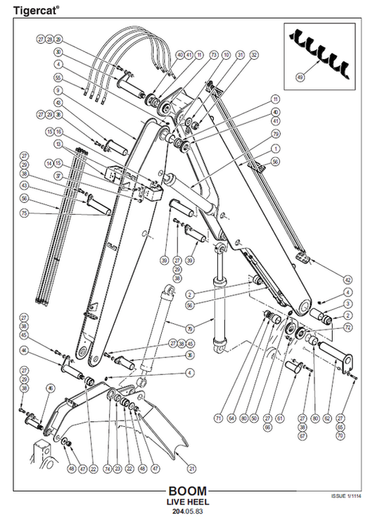 TIGERCAT T250C LOADER PARTS CATALOGUE MANUAL (250T2001 - 250T2100)