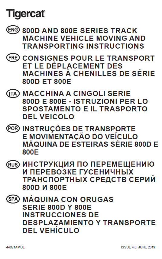 TIGERCAT X822D, 800D, 800E FELLER BUNCHER MISCELLANEOUS MANUAL (82263001-82264000) - PDF FILE DOWNLOAD