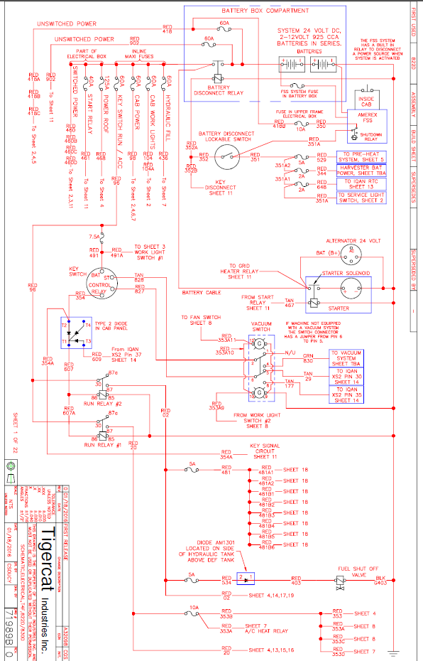 TIGERCAT X830D FELLER BUNCHER ELECTRICAL SCHEMATIC MANUAL (83063001-83064000, 8XXX3042-8XXX4000)