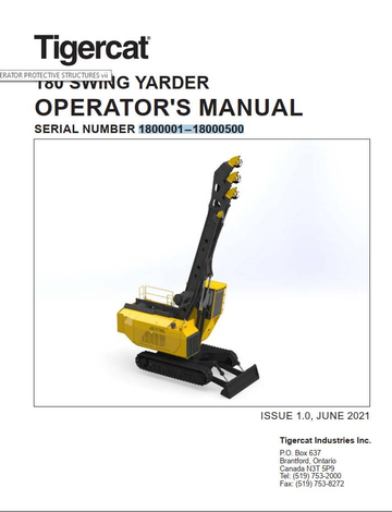 Tigercat 180 Swing Yarder Operator and Schematic Diagram