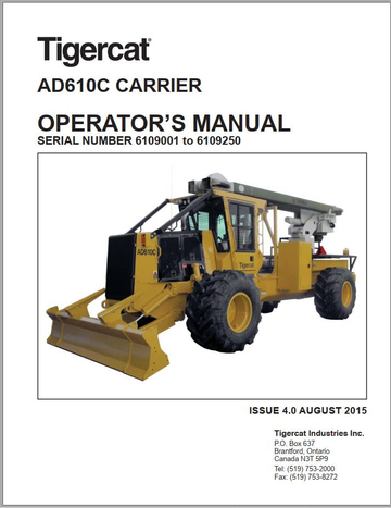 Tigercat Carrier AD610C (6109001 – 6109250) Operator & Service