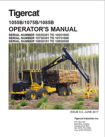 Tigercat Forwarder 1055B 1075B 1085B (10550301 – 10850500) Operator & Service
