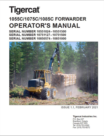 Tigercat Forwarder 1075C (10751001 – 10751500) Operator & Service