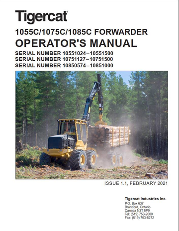 Tigercat Forwarder 1085C (10850501 – 10851000) Operator & Service