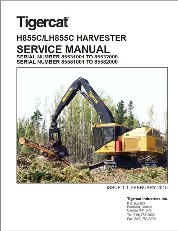 Tigercat Harvester H855C LH855C (85530101 – 85582000) Operator & Service