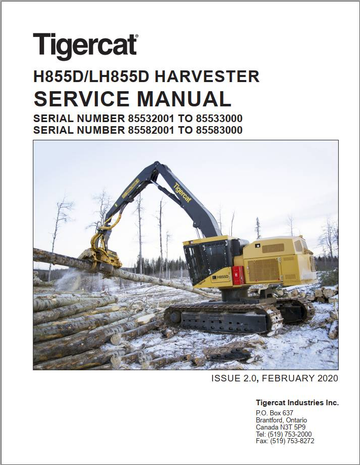 Tigercat Harvester H855D LH855D (85532001 – 85583000) Operator & Service