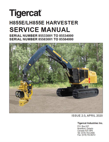Tigercat Harvester H855E LH855E (85533001 – 85584000) Operator & Service