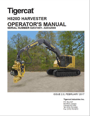 Tigercat Harvester LH820D (82081001 – 82082000) Operator