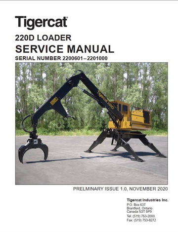 Tigercat Loader 220D (2200601 – 2201000) Operator & Service