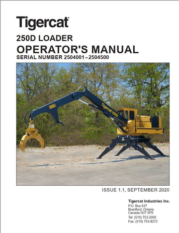 Tigercat Loader 250D (2502101 – 2504500) Operator & Service