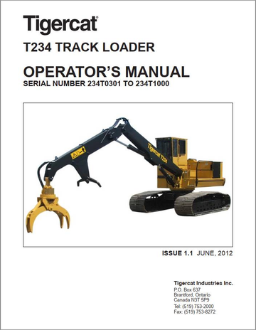 Tigercat Loader T234 (234T0101 – 234T1000) Operator & Service