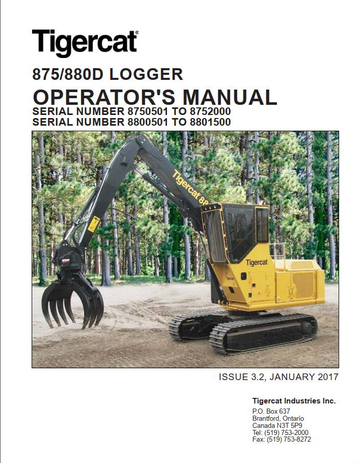 Tigercat Logger 880D (8800501 – 8801500) Operator & Service