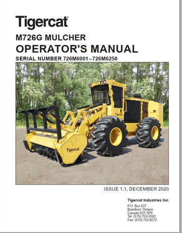 Tigercat Mulcher M726G (726M5001 – 726M6250) Operator & Service